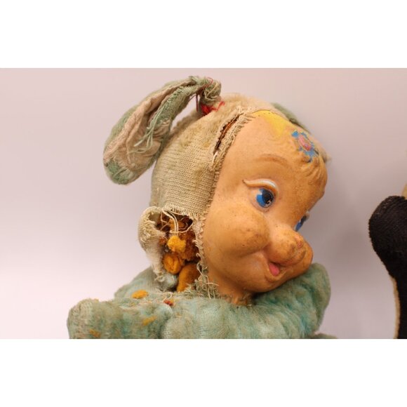 Lot 6 Vintage Plush Rubber Face Doll Stuffed Animal Toys NEED REPAIR SAVE THEM! - Picture 6 of 13